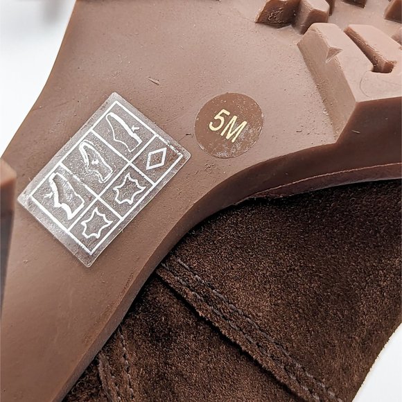 Tory Burch Women Sofia 85 Lug Sole T Logo Heeled Brown Suede Boots size 5 - Picture 11 of 11